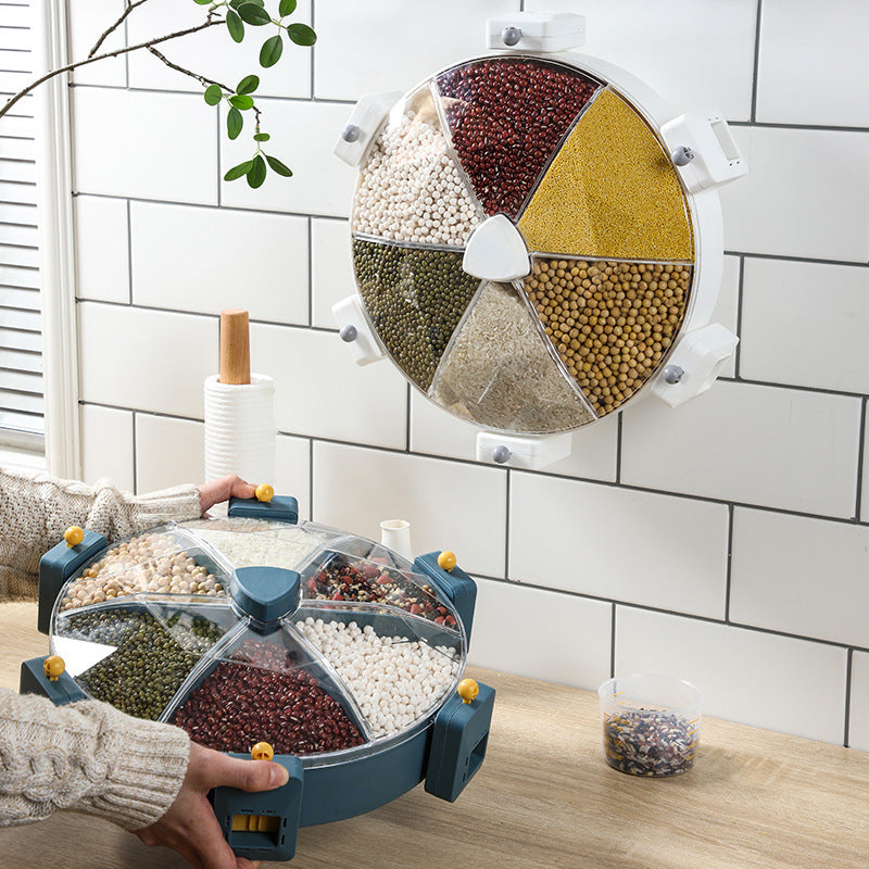 Wall-Mounted Grain Dispenser Compartments Dry Food Dispenser Rotating Cereal For Kitchen Gadget - Quirky Cozy