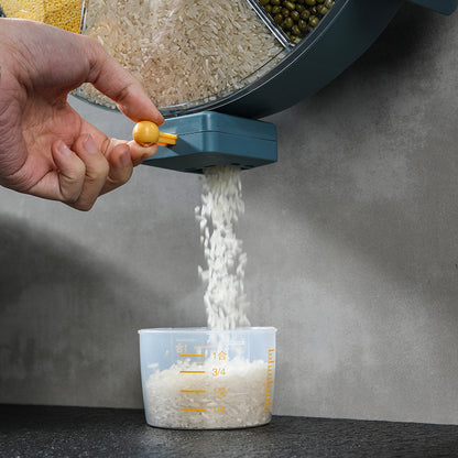 Wall-Mounted Grain Dispenser Compartments Dry Food Dispenser Rotating Cereal For Kitchen Gadget - Quirky Cozy