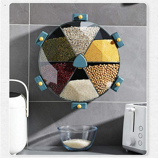 Wall-Mounted Grain Dispenser Compartments Dry Food Dispenser Rotating Cereal For Kitchen Gadget - Quirky Cozy