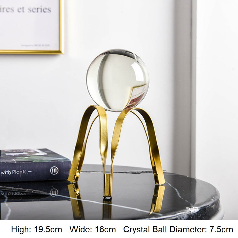 Golden Luxury Modern Metal Crystal Ball Crafts Ornament Living Room Home Decoration Accessories - Quirky Cozy
